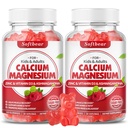 Softbear Calcium Magnesium Zinc Gummies for Adults & Kids, Suagr-Free Calcium Magnesium Zinc D3 תוסף ל-Power Power & Immune Health, Raspberry Flavor Count 120