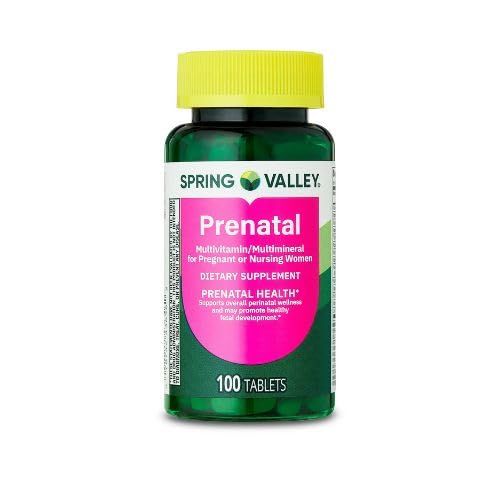 עמק האביב טרום לידתי Multivitamin / Multimineral עבור הריון וסיעוד נשים דיאטה טבליות, 100 Count + Sticker, Dri Store.