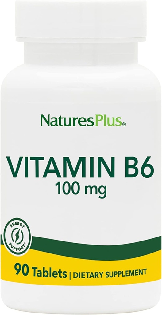 Natures Plus ויטמין B6 100 מ"ג - Vegetarian, Gluten Free - 90 טבליות, 90 משרתים