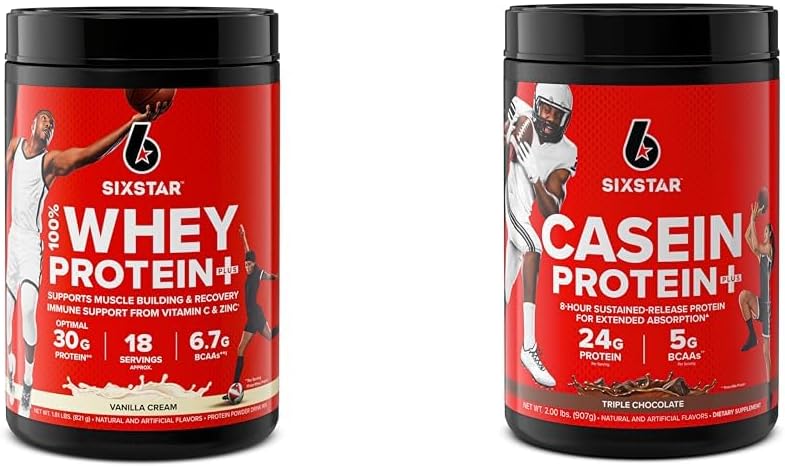 Six Star Elite Series 100% Whey חלבון Plus Vanilla Cream 1.8lbs US & Casein אבקת חלבון Elite Casein אבקת חלבון איטי-Digesting Micellar Casein חלבון