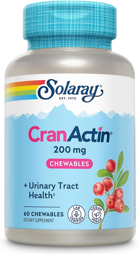 SOLAרי Cranactin 200 מ"ג טבליות Chewable | 60 Count