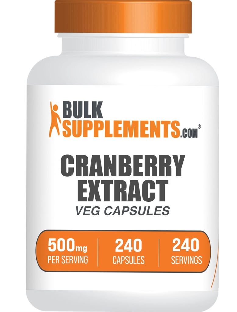 BulkSupplements.com Cranberry לחלץ קפסולות - תוספי Cranberry לגברים ונשים, תוסף צמחי - טבעוני וגלוטן חינם, 1 קפסולה לשרת (500 מ"ג), 240 הרוזן (Pack of 1)
