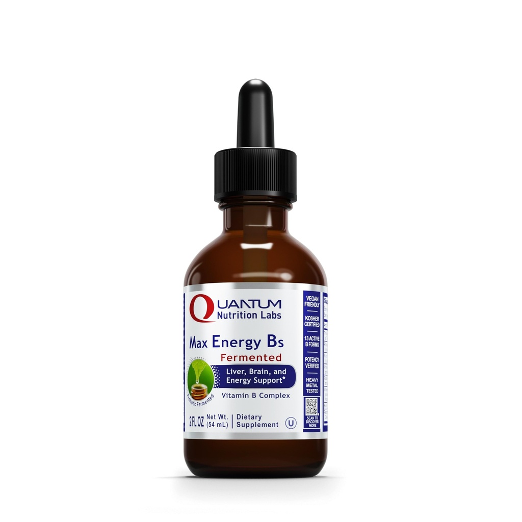 Quantum Nutrition Labs Max Energy B - ויטמין B מורכב טיפות, ויטמין B אורגני עבור נשים וגברים, ויטמין B1, B3, B5, B6, B12 - 2 Fl Oz