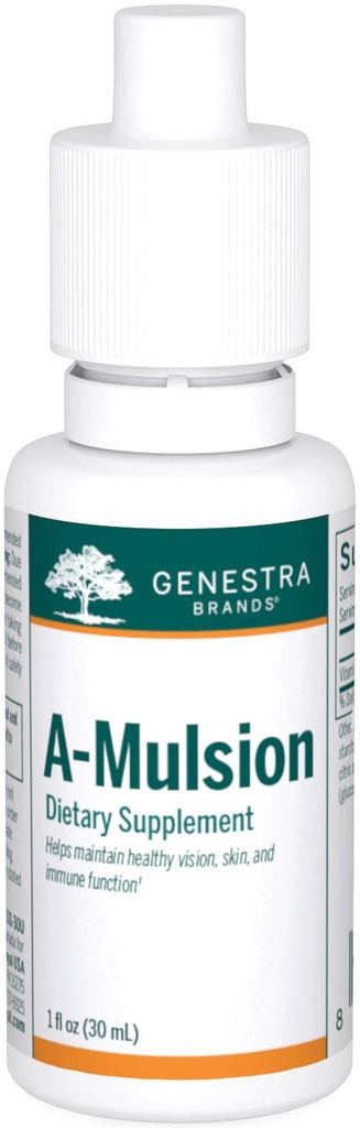 Genestra Brands A-Mulsion | ויטמין A נוזלי לתמיכה במערכת החיסון, העור, החזון, העצמות והשיניים* | 1 Fl Oz | Citrus Flavor
