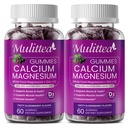 Calcium Magnesium Zinc Gummies עם גבוה Absorption Magnesium Glycinate 200 מ"ג, Potassium - Plant Calcium תוסף w / D3 & Sea Mos עבור העצם, השרירים, Calm Mood & Sleep Support- Kids & Adults (2 Pack)