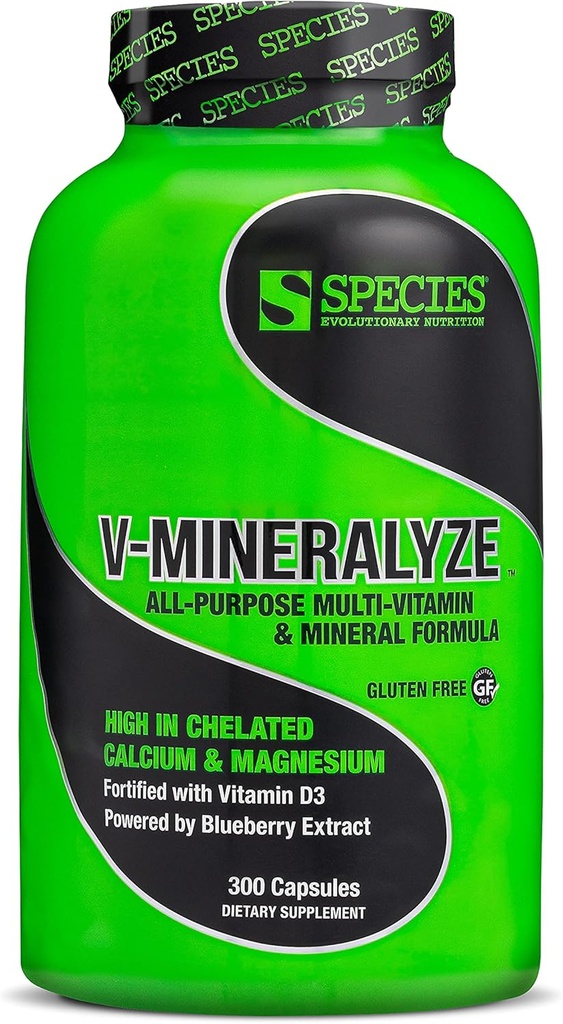 סוגי תזונה V-Mineralyze All-Purpose Multivitamin, ויטמין C ו- D3, צ'אד מינרלים, Blueberry Extract with Anti-Oxidant Properties, 300 קפסולות