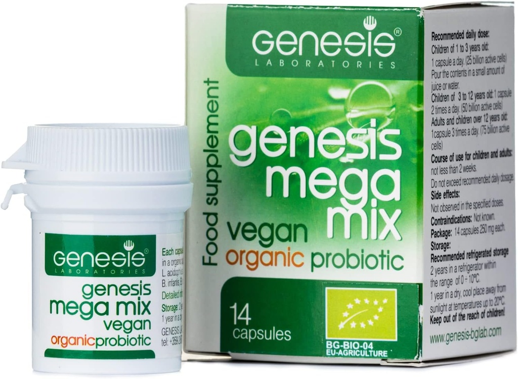 MegaMix BIO Probiotic for Gut Health | Shelf Stable Probiotics for Women & Men with Lactobacillus & Bifidobacterium for Digestive, Immune & Gastro - טבעוני, 14 קפסולות