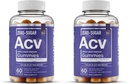 יסודות חיוניים Zero-Sugar ACV Apple Cider Vinegar מ"האם" - מקורו באופן טבעי, חניכיים ACV טבעוניות עם Chromium 60 Count (2-Pack)