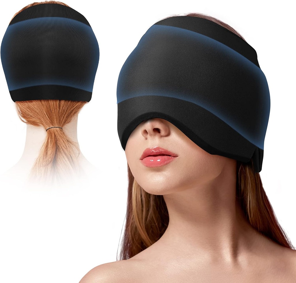 Migraine Ice Head Wrap Headache Hat for Migraine with Cold & Hot Therapy Ice Head Wrap for Puffy Eyes Cold Compress Head Relief Cap for Tension Sinus & Stress