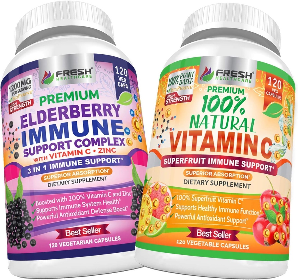 Elderberry Immune Support and Natural ויטמין C - Bundle