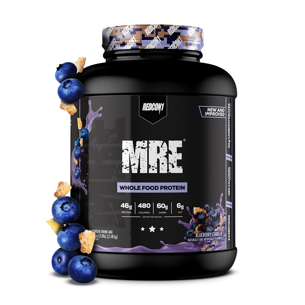 אבקת חלבון REDCON1 MRE, Blueberry Cobbler - תערובת חלבון החלפת meal Made with MCT שמן & Whole Foods - חלבונים עם רכיבים טבעיים כדי לעזור התאוששות שרירים (25 משרתים)