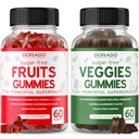פירות ו- Veggies תוספת (120 חניכיים) - Premium Sugar-Free Superfood Super Green & פירות חניכיים למבוגרים - תמיכה בתחמושת לגברים ונשים - Non GMO, טבעוני בטוח ומיוצר בארה"ב