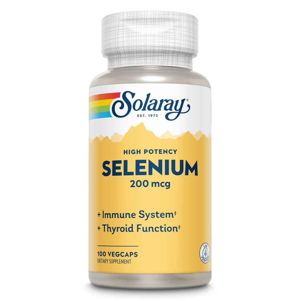 Sunay Selenium, High Potency, מערכת החיסון בריאה, הפונקציה Thyroid & Antioxidant Support, 100 VegCaps
