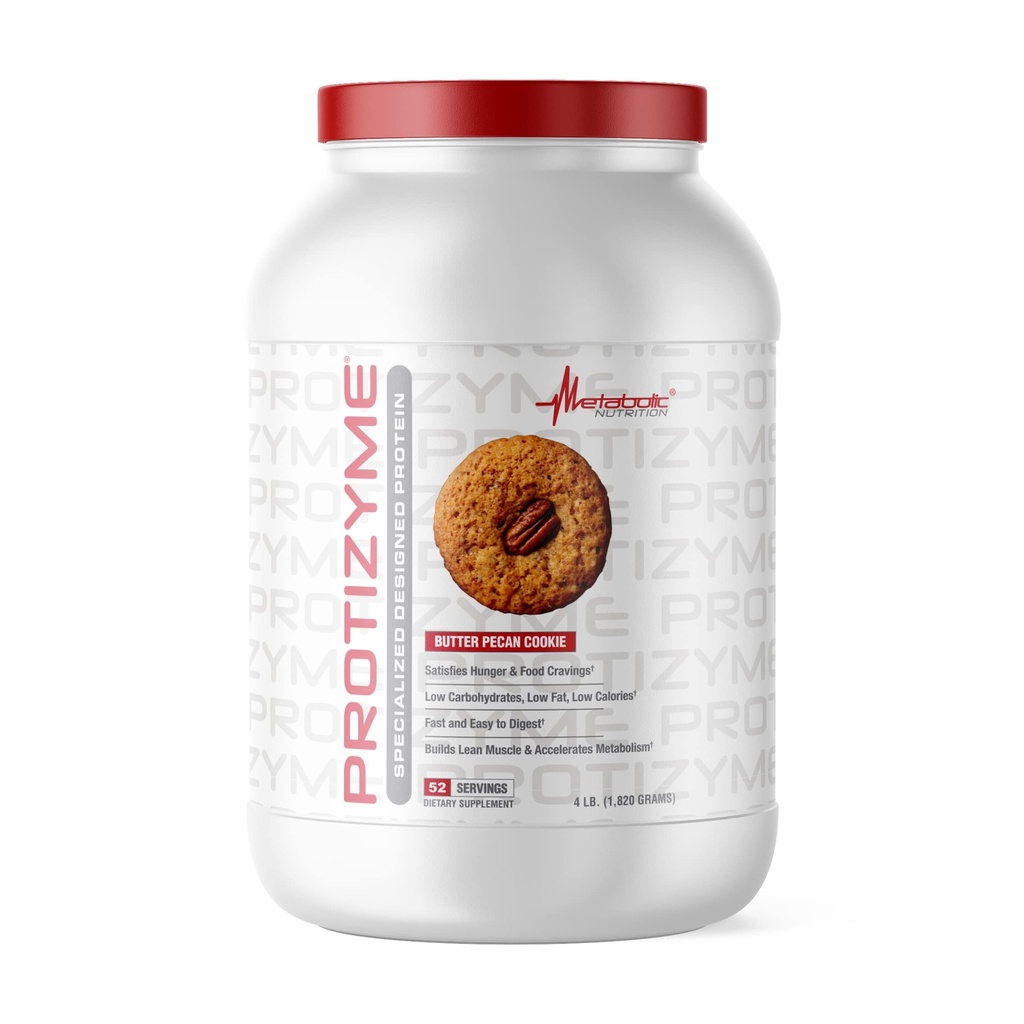תזונה מטבולית, Protizyme, 100% אבקת חלבון Whey, חלבון גבוה, פחמימות נמוכות שומן שומן חלבון, Enzymes, 24 ויטמינים ומינרלים חיוניים, 4 פאונד (52 ser)