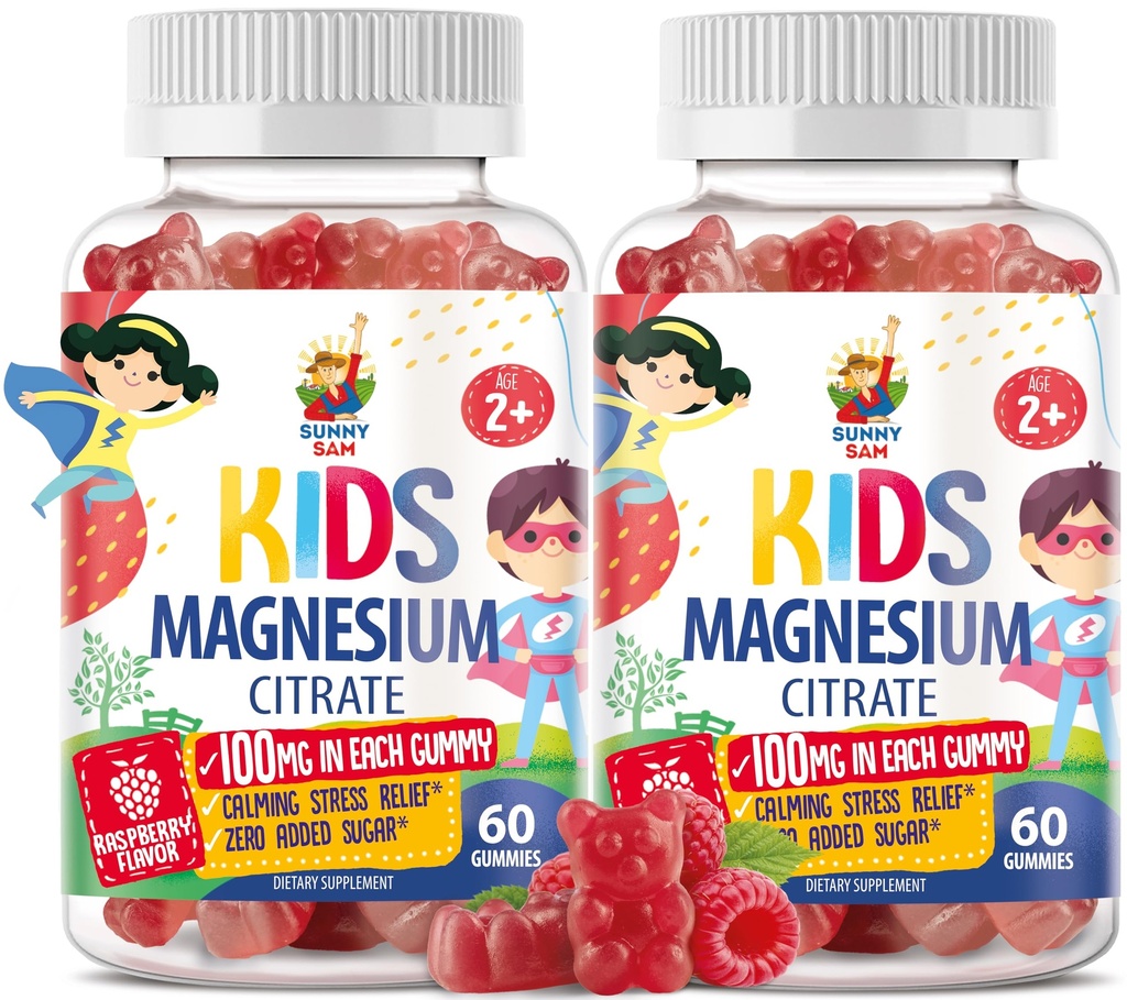 מגנזיום חניכיים לילדים ומבוגרים - 100 מ"ג - Calm Magnesium Chews - Magnesium Citrate Chewable תוסף עבור Mood & שריר תמיכה - 2Pack