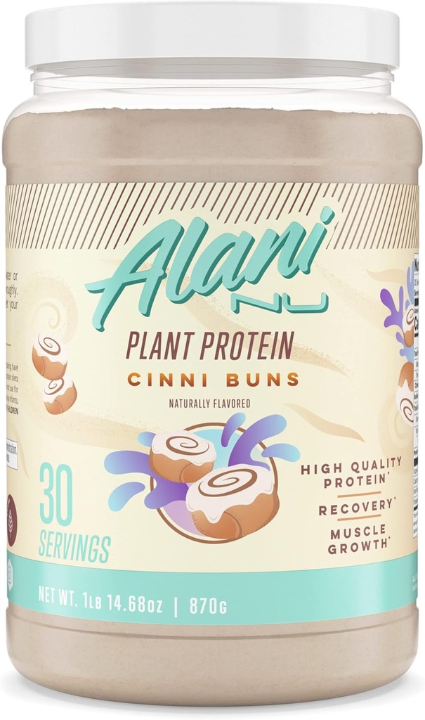 Alani Nu Plant-מבוסס אבקת חלבון CINNIBUNS | 18g Veganחלבון | אבקת החלפת Meal | No Sugar הוסיף | שומן נמוך, פחמימות נמוכות, חלב חינם, פי חלבון Isolate בלנדר | 30 משרתים