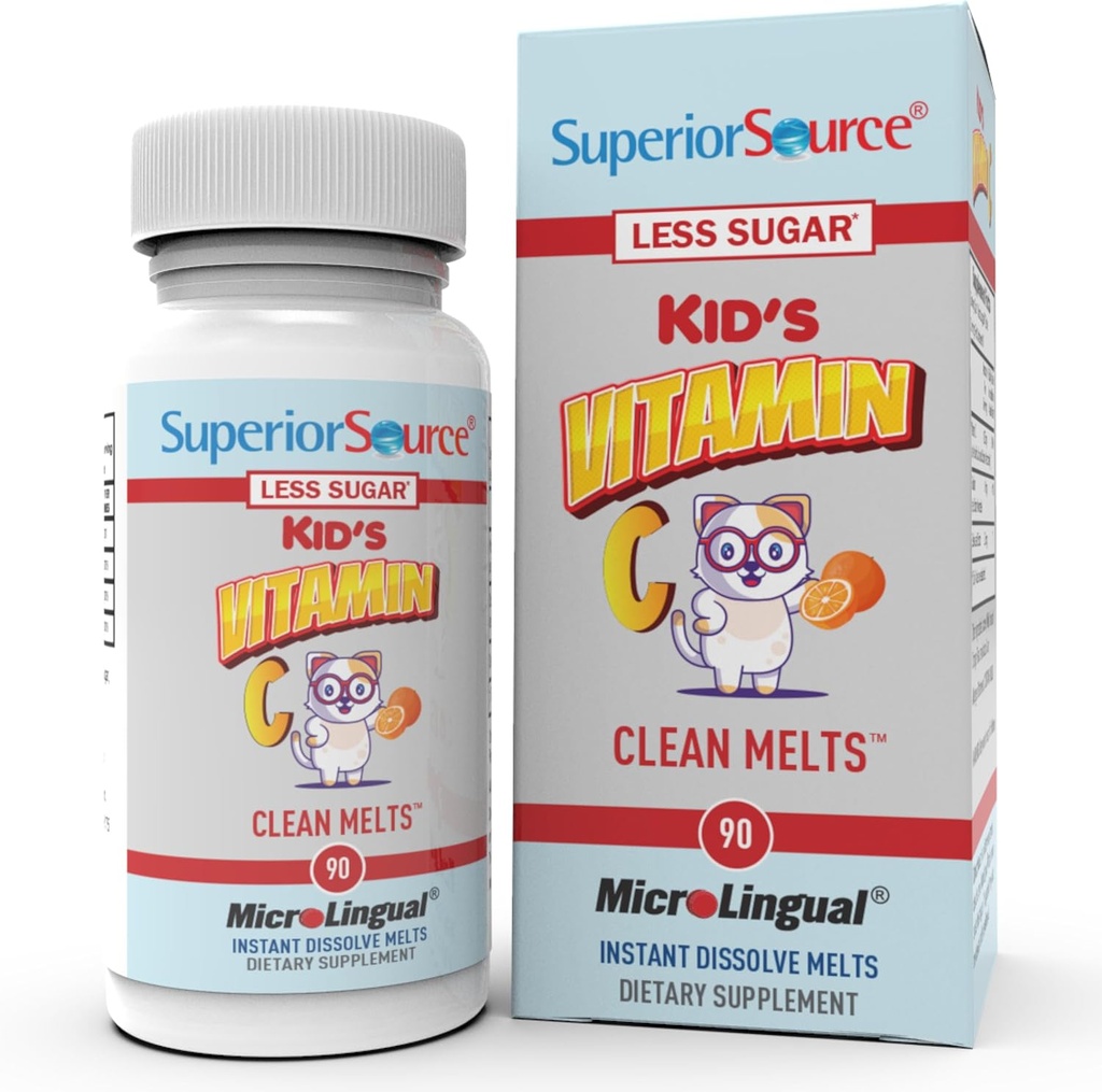 ויטמין C נקי מלטס - Immune Support Supplement for Children - פחות סוכר - non-GMO, Gluten-Free & Preservative-Free - 90 microLingual Instant-Dissolve Tablet