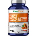 NusaPure Papaya Papain Enzyme Complex 240,000 PU - 200 Veggie Caps - 100% צמחוני, non-GMO