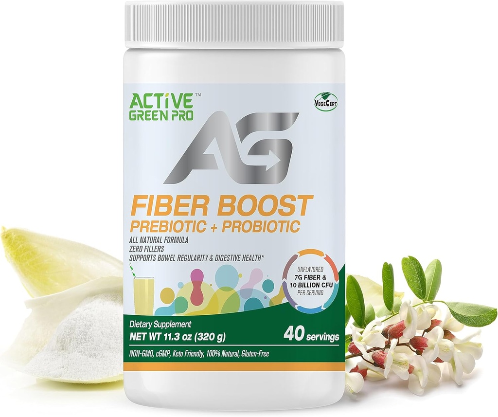 Fibre Boost Prebiotic + Probiotic - אורגני - Enzyme & ויטמין הפקה - תמיכה ב- Bowel סדירות - בריאות עיכול - Unflavoured - Gluten Free - סוכר חינם - 320g / 40 משרתים