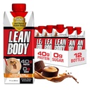 Lean Body Ready to-Drink חלבון Shake, 40g חלבון, Whey בלנדר, 0 סוכר, Gluten חינם, 22 ויטמינים ומינרלים, (Recyclable Carton & Lid - Pack of 12) LABRADA (Chocolate Peanut Butter)