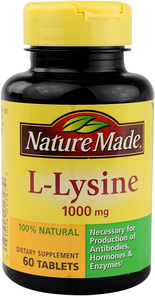 הטבע עשה תוספת כוח L-Lysine 1000 מ"ג טבליות, 60 ספירה עבור סינתזה חלבון (Pack של 3)