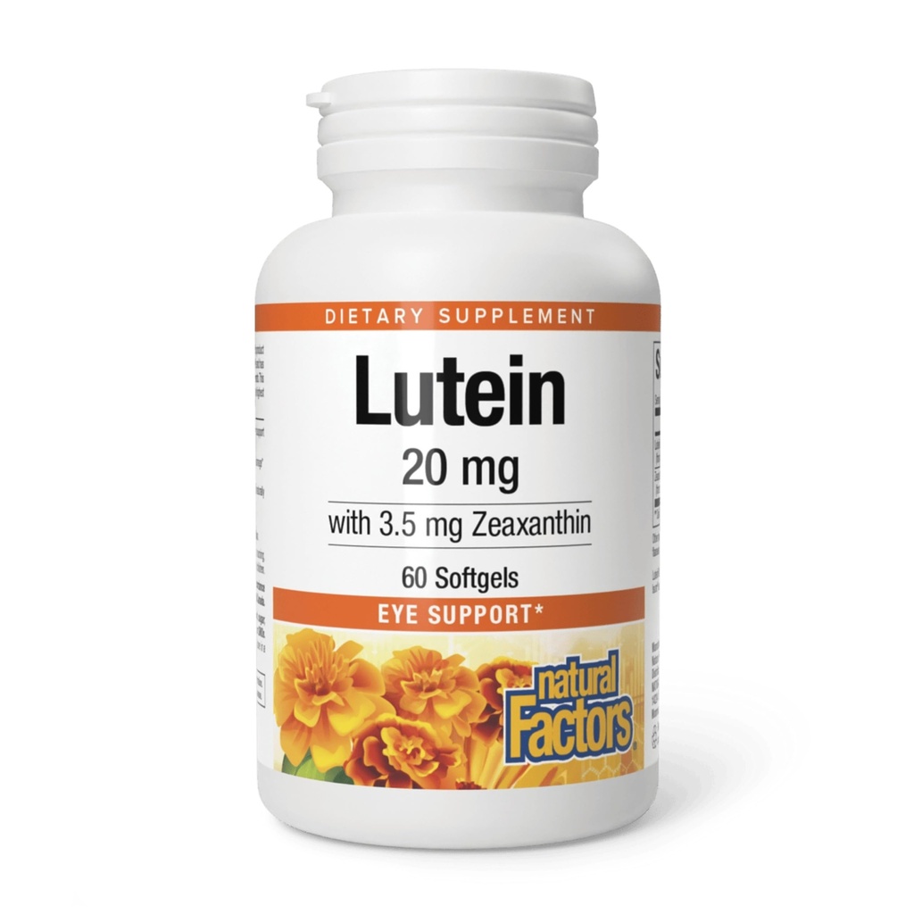 Natural Factors - Lutein 20mg, Natural Antioxidant לתמיכה בבריאות העין, 60 Soft Gels