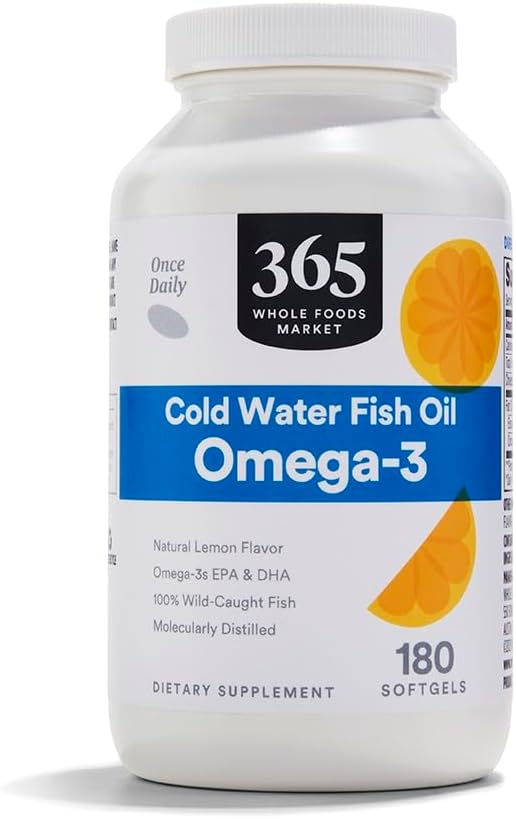 365 על ידי Whole Foods Market, אומגה 3 לימון, 180 ct