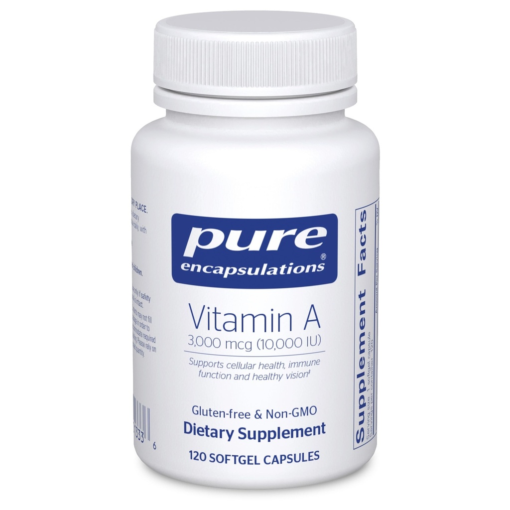 Pure Encapsulations ויטמין A - 3,000 mcg - מ Cod Liver שמן - Immune & חזון תמיכה * - ויטמין A Palmitate תוסף - non-GMO - 120 קפסולות Softgel