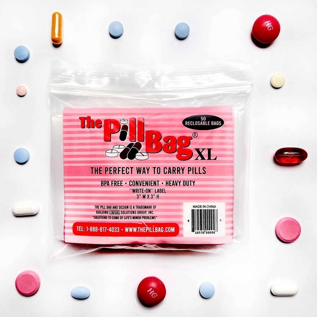 מארגנת גלולות תרופות, תוויות עבור AM/PM, Resealable, Portable, Disposable Pouches for Medicine, ויטמינים, חניכיים, plastic Pill Bags for Travel, Walks XL Size