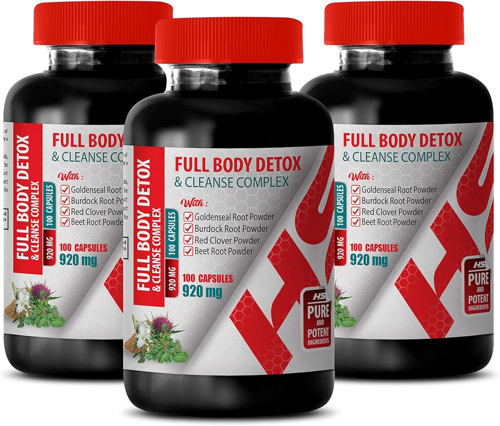 תוסף גוף Detox - Full Body Detox and ניקויse Complex 920 MG - Red Clover Formula - 3 בקבוקי 300 קפסולות