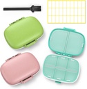 3 Pack 8 השוואתי Travel Pill Box,Pill מארגנת 7 ימים Moisture Proof Small Pill Case for Pocket Purse Daily Portable Medicine Holder Container (Pink+ Blue+Green)
