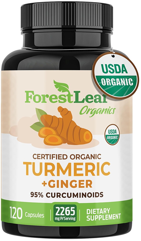 תוסף Turmeric תוספת כוח 2265 מ"ג - תוסף Turmeric Curcumin W / BioPerine Black Pepper - תוספי Tumeric וג'ינג'ר, 95% Curcuminoids, תומך Immune & Joint Health, 120 Caps Caps