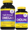InnovixLabs Choline & Triple אומגה 3 Bundle Choline Bitartrate 550 מ"ג (100 קפסולות) אומגה משולשת (200 Softgels). תמיכה בזיכרון, Mood, Brain Health & Boost Cognitive
