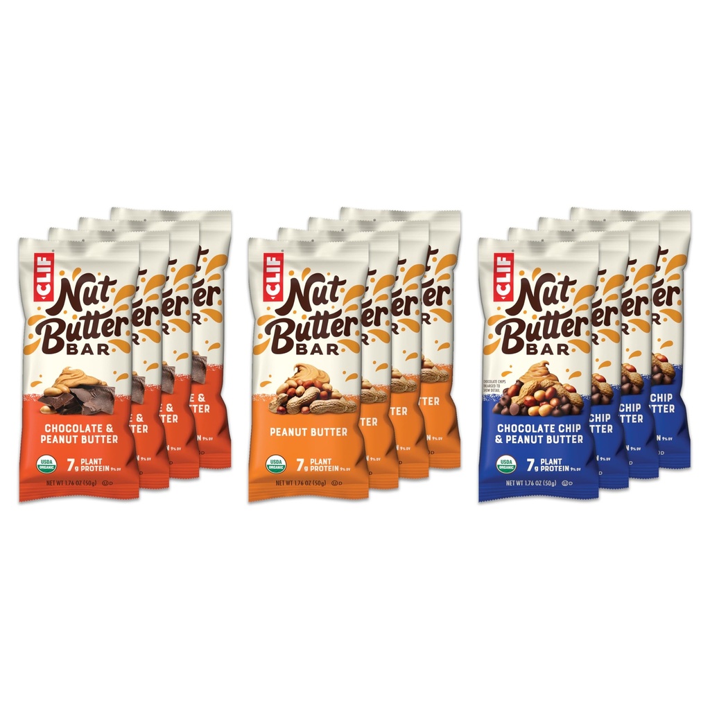 CLIF Nut Butter Bar - Variety Pack - Peanut Butter Filled Energy Bars - non-GMO - USDA אורגני - צמחי מבוסס - נמוך Glycemic - 1.76 oz.