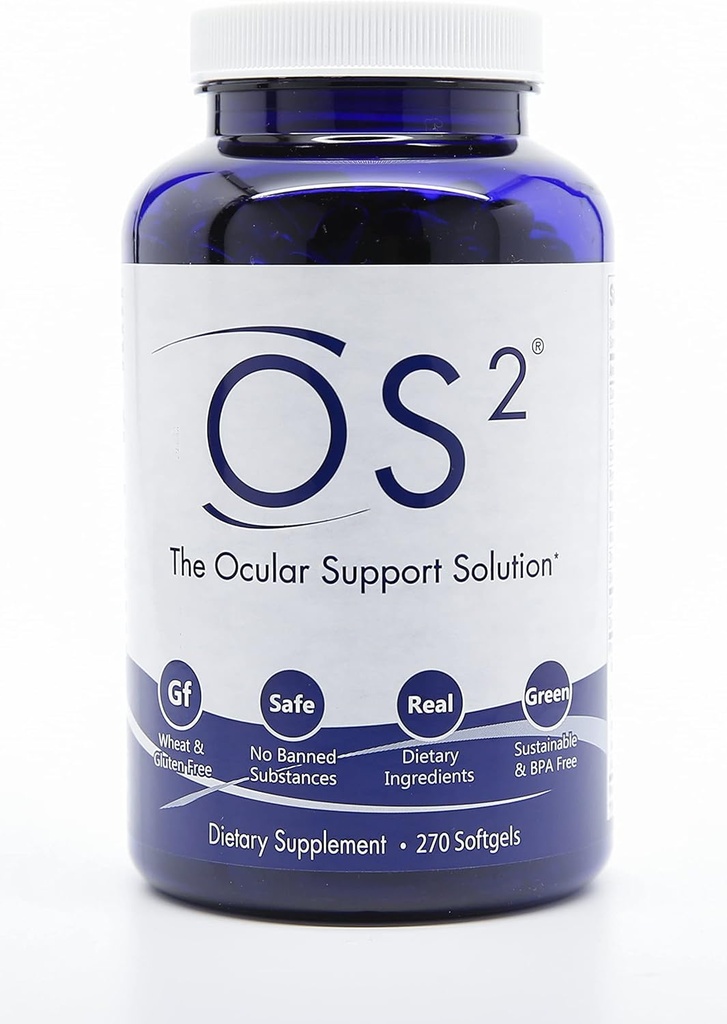 OS2 Ocular תומך פתרון - 270Ct, ויטמין עיניים פטנט w AreDS2, VIT A, C, Zinc, אומגה 3, Lutein & Zeaxanthin, עבור Macular Health, עין יבשה, אור כחול וחזון