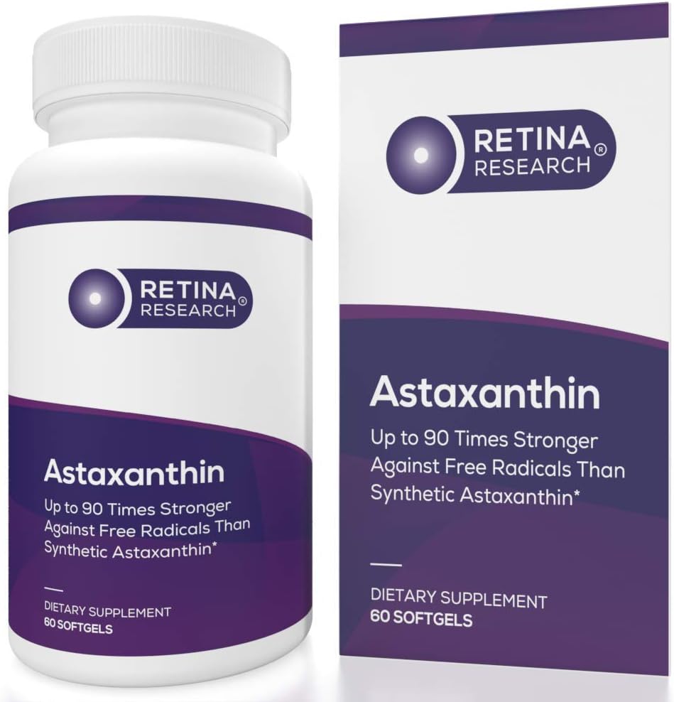 טבעי Astaxanthin עין ויטמין 10 מ"ג - תוספים לתמיכה בבריאות העין - עד 90 פעמים חזק יותר מאשר Synthetic - פורמולה על ידי רופאים - 3rd Party Certified - 60 Softgels
