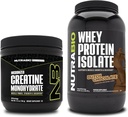 NutraBio Creatine Monohydrate, Unflavored, 150g ו Whey חלבון Isolate, שוקולד הולנדי, תוספת Bundle - שריר אנרגיה, צמיחה שריר Lean, התאוששות וכוח