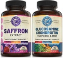 Pure Saffron Extract & Advanced Joint Support Bundle (One Bottle Every). תמיכה Mood, Energy Boost, פונקציונליות מטאבולית ובריאות משותפת. ארה"ב עשתה.