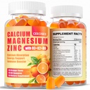 Calcium Magnesium Zinc Gummies עם D3 &B6 &K2,1000 מ"ג Calcium חניכיים עם 300 מ"ג מגנזיום תמיכה אנרגיה עבור מבוגרים ומתבגרים,Sugar חינם (120Count)
