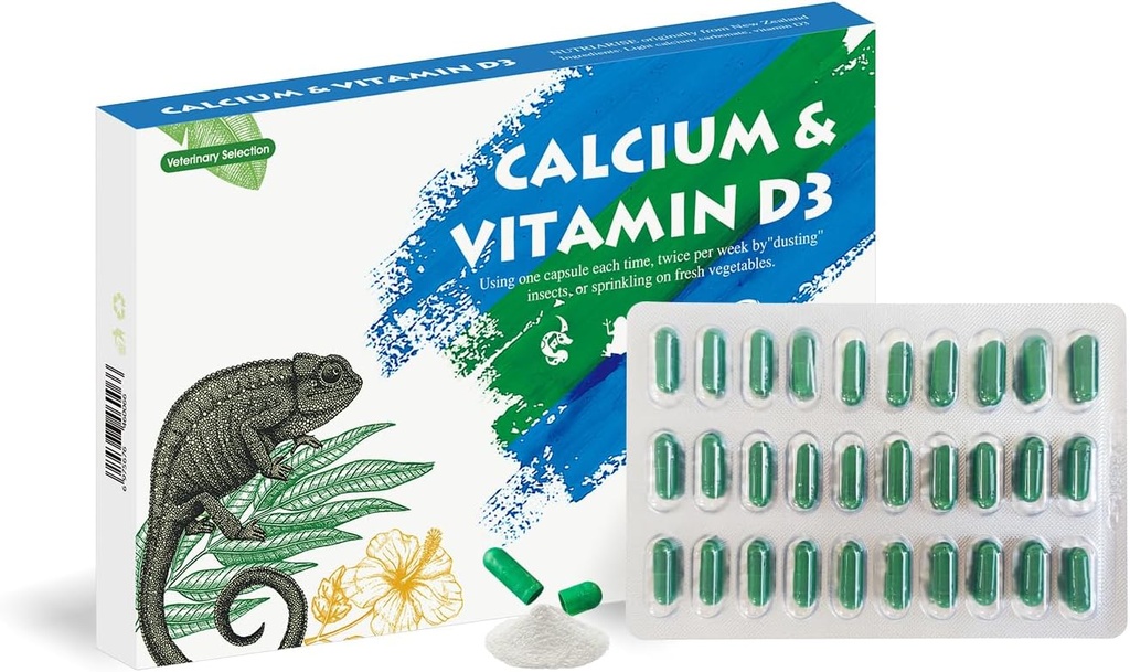 תוסף Calcium Reptile עם ויטמין D3, Ideal for Beard Dragons, Turtles & More