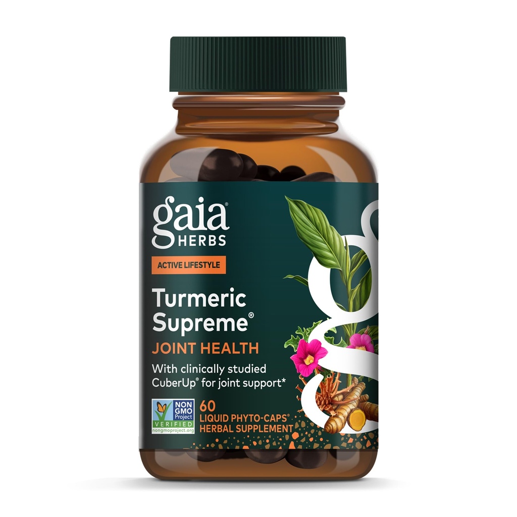 גאיה Herbs Turmeric העליונה בריאות - תוספת תמיכה משותפת - עם Quercetin, Black Pepper, Boswellia, ג'ינג'ר Root, Curcuminoids, ועוד - 60 פלוטו-Capsulesules (15-Day אספקת)