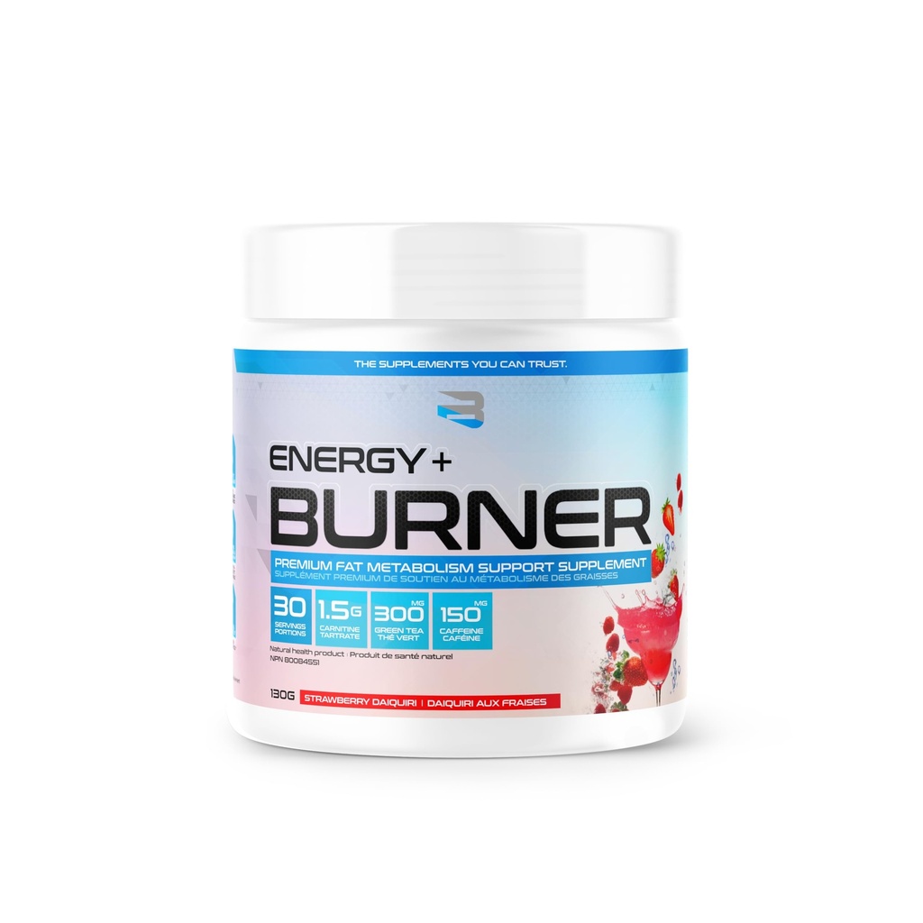 BELIEVE Energy + Burner, Strawberry Daquiri, 30 תוספי שירות, 130 גרם