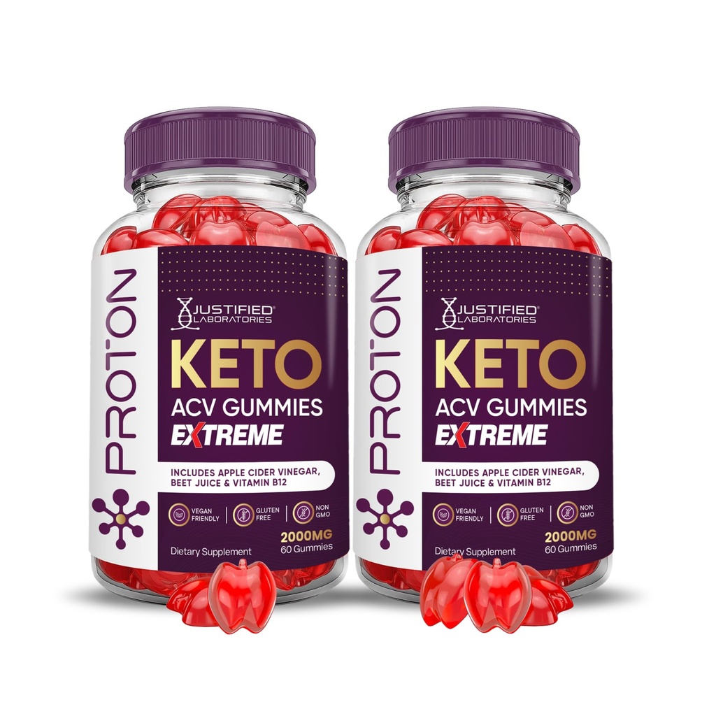 Justified Laboratories (2 Pack Proton חלבון Keto ACV Gummies Extreme 2000MG Proton Keto Gummies Apple Cider Vinegar פורמולה עם אבקת מיץ Pomegranate B12 טבעוני non GMO 120mys
