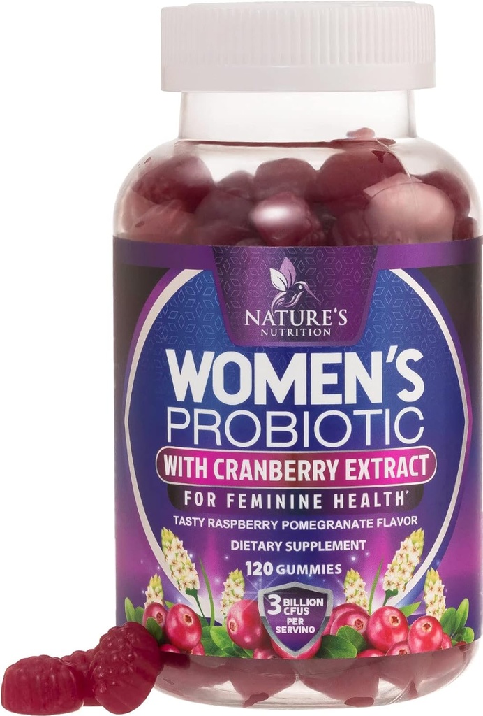 פרוביוטיקה עבור נשים חניכיים עם Cranberry - 6 Premium סטרינס עבור PH Balance, בריאות העיכול, Vaginal & Immune תמיכה, 3 מיליארד CFU, חניכיים פרוביוטית של נשים לבריאות Feminine - 120 מסטיקנים
