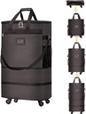 מזוודות עם גלגלים מרחיבים את Luggage Bag Foldable Suitcase עם 4 Universal Wheels Collapsible Rolling Travel Case (Coffee)