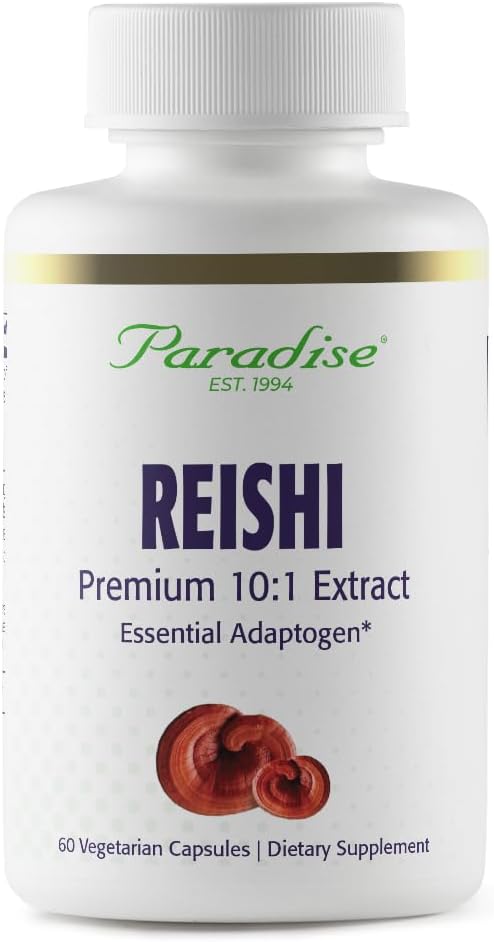 Paradise Herbs Reishi, Essential Fitogen, Super Potent, Ultra Pure, non-GMO, טבעוני, Gluten Free, 60 קפסולות צמחוניות