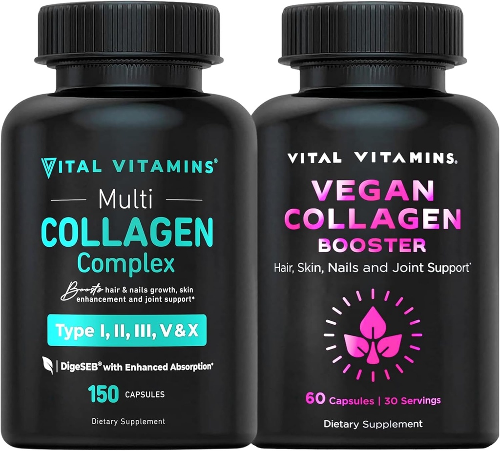 ויטמין Vitals Multi Collagen Pills (150 ct) + Vegan Collagen Booster (60 ct)