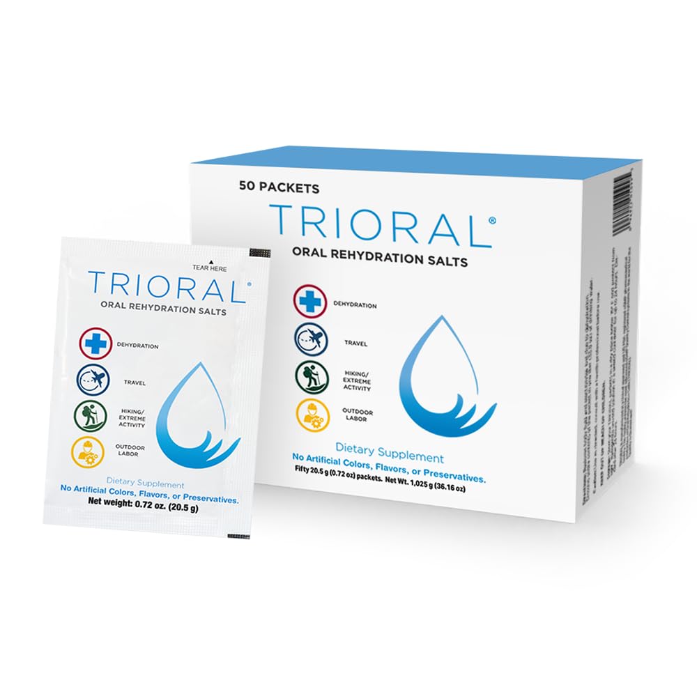 TRIORAL Rehydration פוליקה אלקטרוליט - מלחי היד הפה - תמיכה דיייבציה מ Workouts, אובדן פלויד ושיקום כללי - 50 שתו לערבב Packets