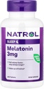 Natrol Melatonin מסייע לך להירדם מהר יותר להישאר Asleep Longer Faster Absorption 100 Vegetarian 3 מ"ג, 240 הרוזן