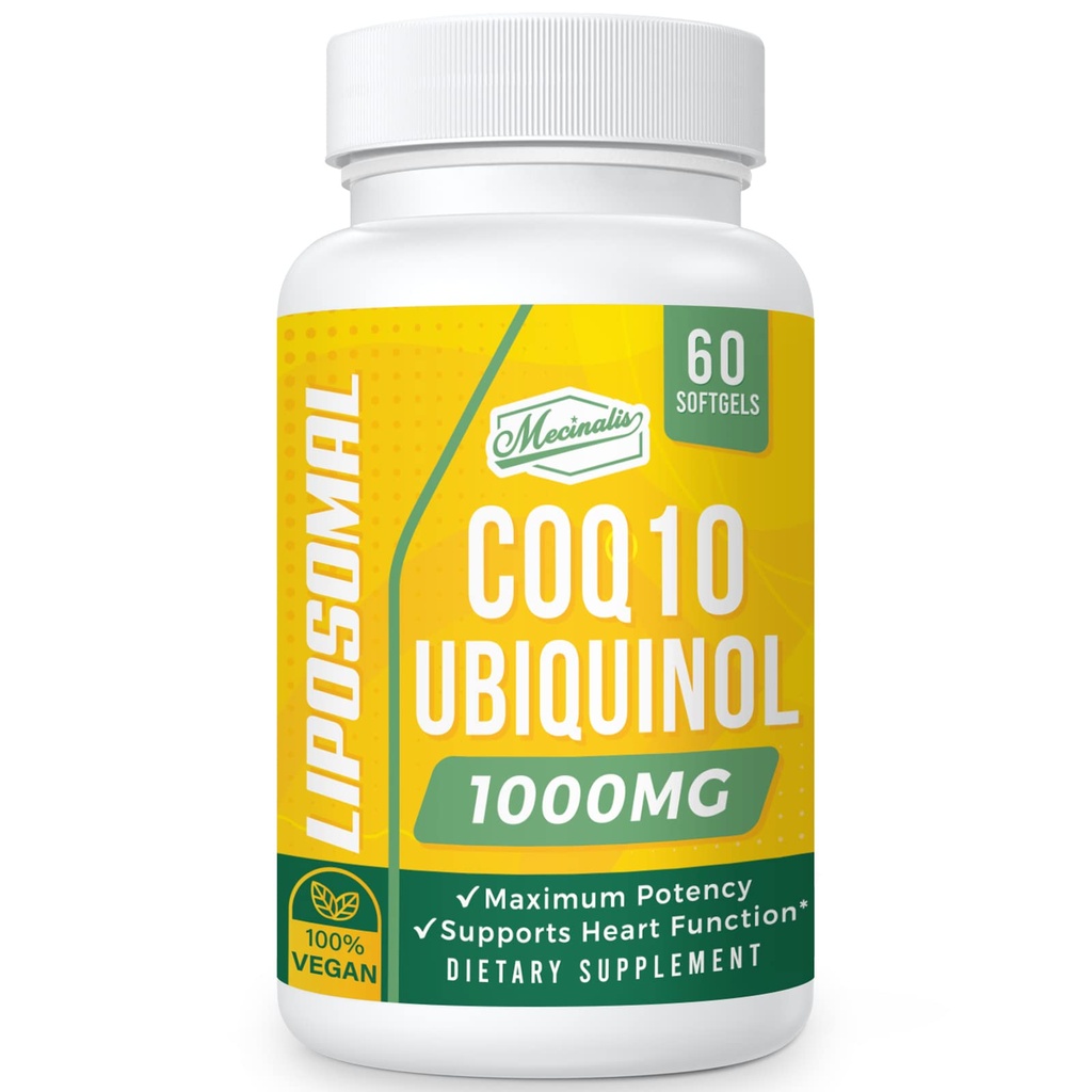 1000 מ"ג Liposomal CoQ10 Softgels | Better Absorption CoQ10 Ubiquinol תוסף | Heart Function & Energy Production | Active Antioxidant Form of Vegan Coenzyme Q10 | Non-GMO | 60 Softgels